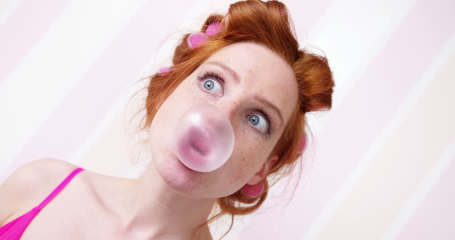 Naked balance beam pic Redhead blowing bubble